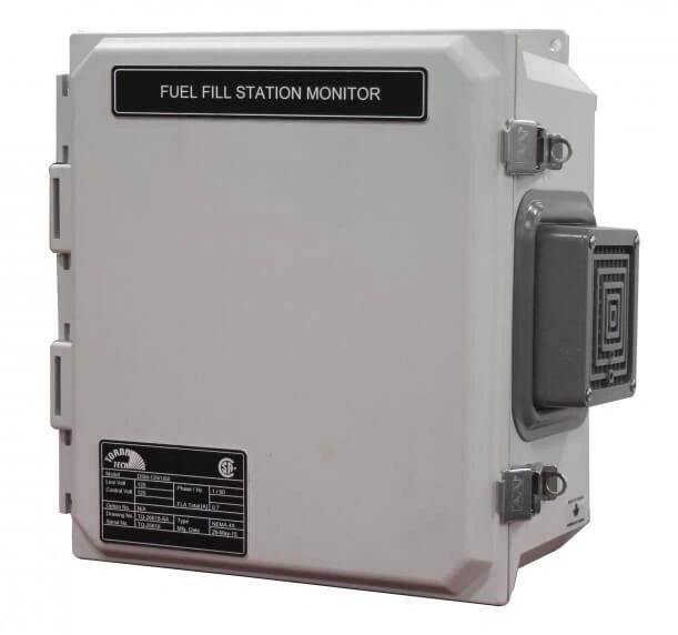 The Fuel Fill Station Monitor features a grey, box-like design with a labeled panel.