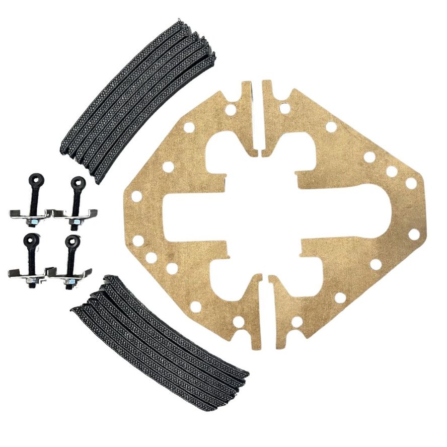 The Aurora 481 Series Repack Kits feature mechanical components like a large perforated metal plate, braided cables, and small metal clips arranged on a white background.