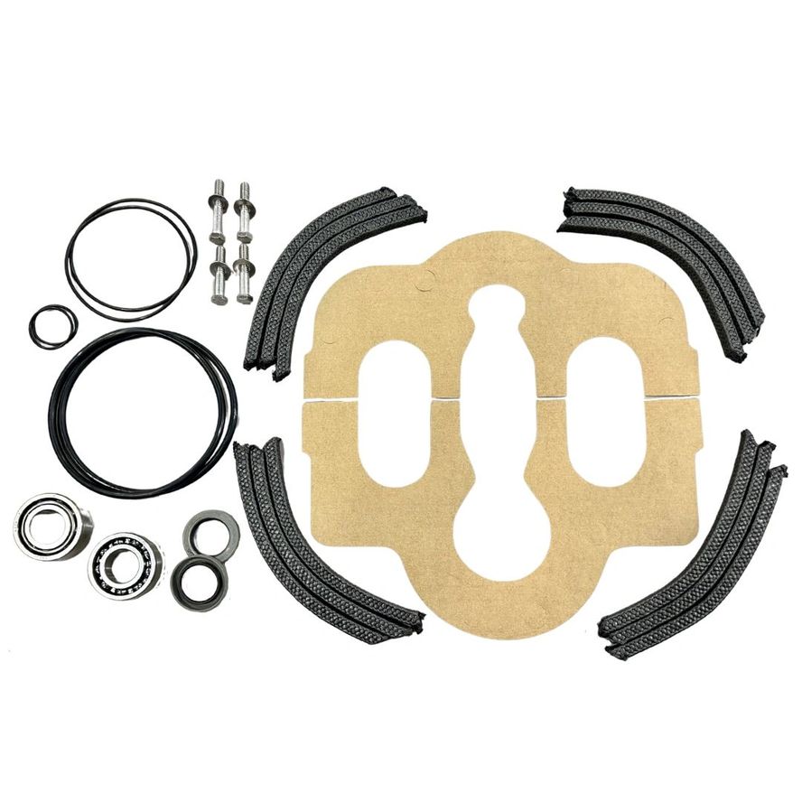 The 8100 Series Repair Kit (AC) includes gaskets, O-rings, seals, screws, and other small components laid out on a white background.