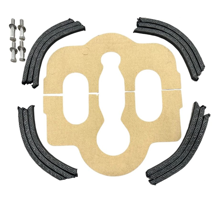 8100 Series Repack Kit (AC) includes a gasket set with bolts and black rubber strips surrounding a brown gasket piece.