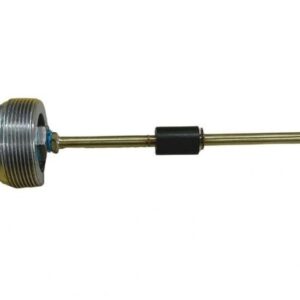 The Fuel Level Float is a metal rod featuring a threaded base and a cylindrical attachment on the other end, likely used as a mechanical or industrial component.