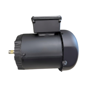 Black electric motor with a mounting bracket.